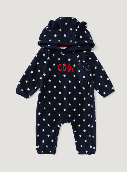 All-Over Print Pram Suit with Long Sleeves and Hood