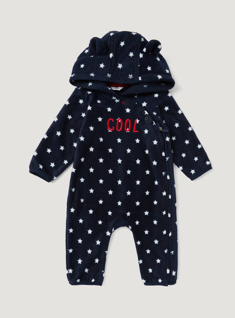 All-Over Print Pram Suit with Long Sleeves and Hood-Rompers-image-0
