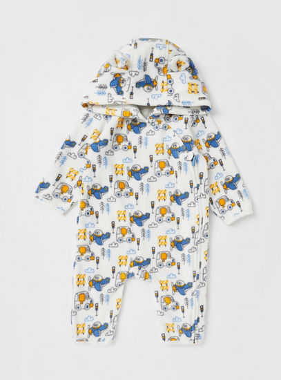 All-Over Print Pram Suit with Long Sleeves and Hood