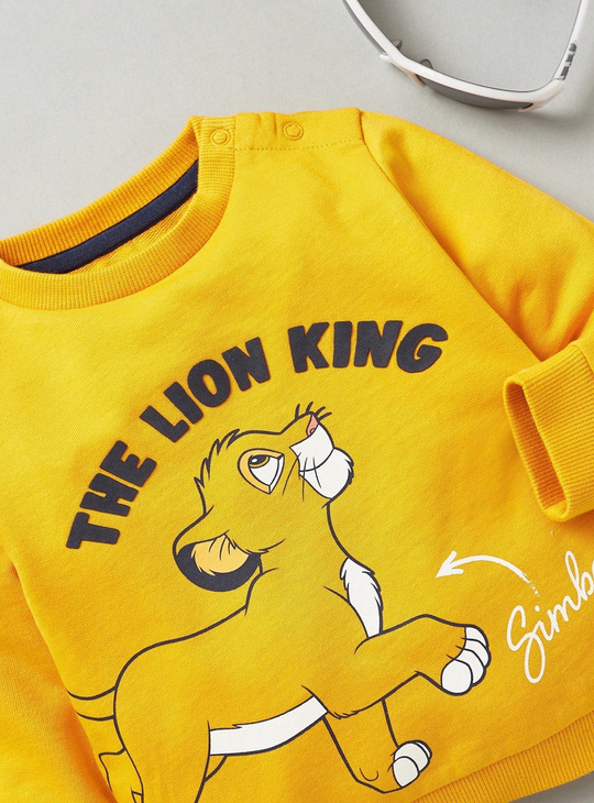 The Lion King Print Sweatshirt with Round Neck and Long Sleeves