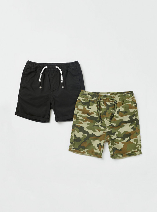 Set of 2 - Assorted Shorts with Pocket Detail and Drawstring Closure