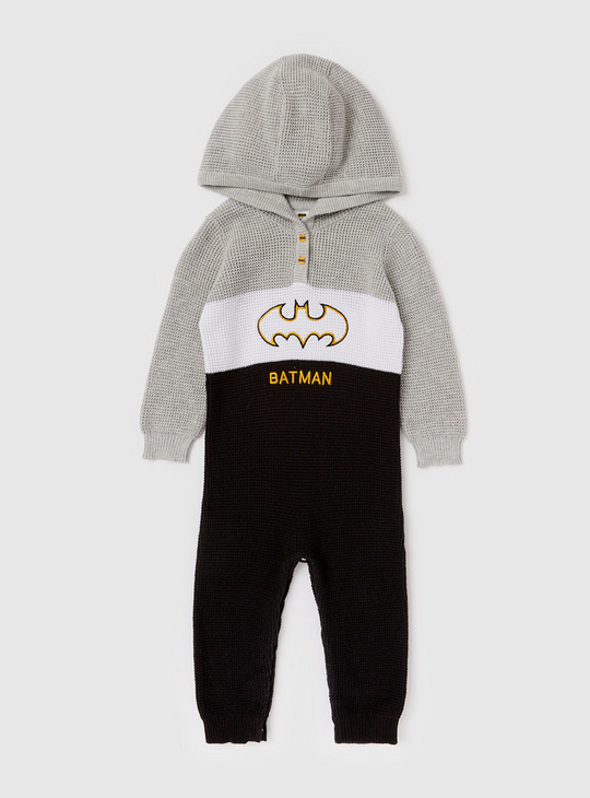 Batman Textured Full Length Sweater Romper with Long Sleeves