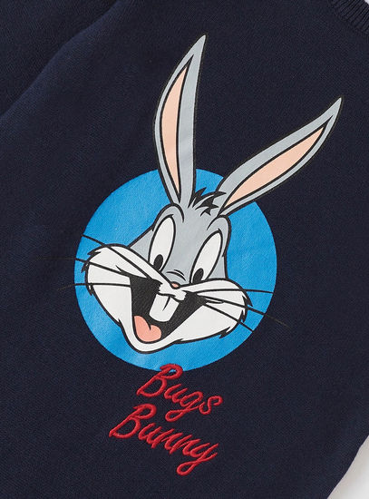 Bugs Bunny Print Romper with Long Sleeves