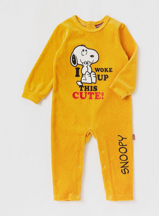 Snoopy Embroidered Sleepsuit with Beanie Cap