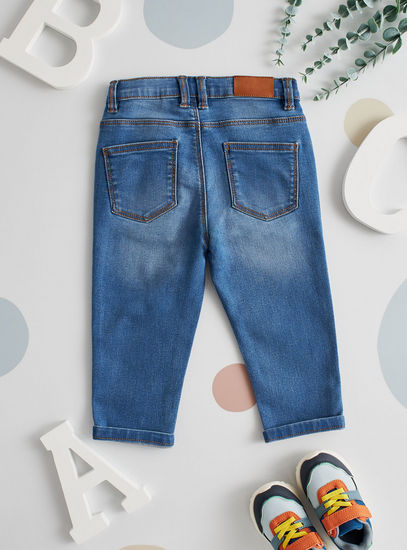 Full Length Jeans with Pockets and Button Closure