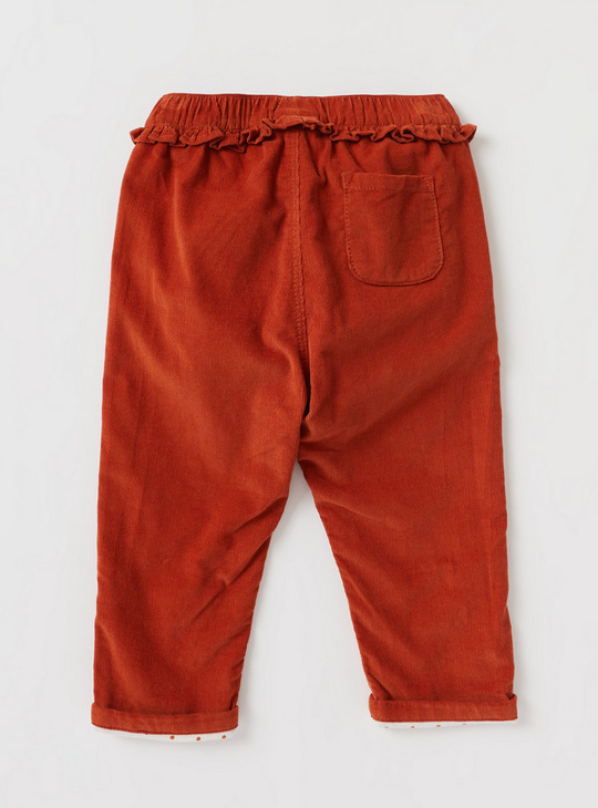 Textured Mid-Rise Full-Length Pants with Elasticated Waistband and Pocket