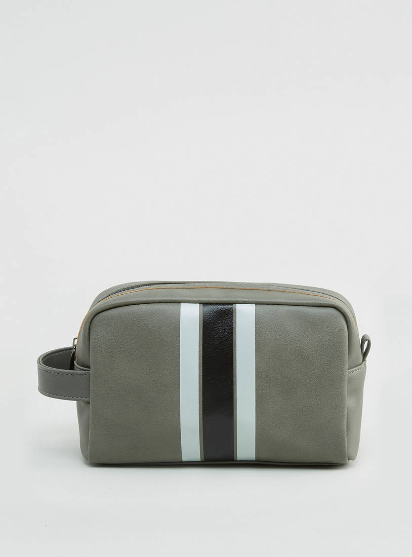 Striped Pouch with Zip Closure-Wallets-image-0