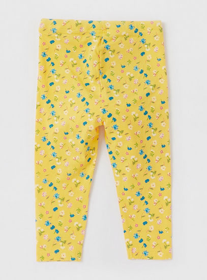 All-Over Floral Print Leggings with Elasticated Waistband-Leggings & Jeggings-image-1