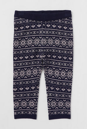 Full Length Intarsia Sweater Leggings with Elasticated Waistband