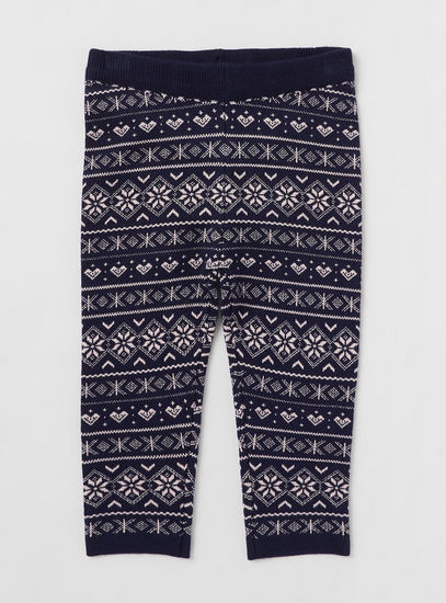 Full Length Intarsia Sweater Leggings with Elasticated Waistband