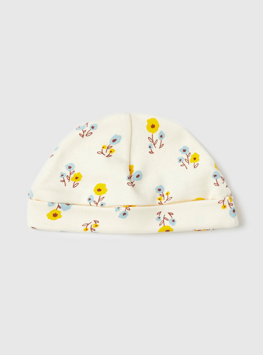 بدلة نوم بطبعات زهرية مع قبعة