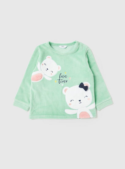 Embroidery Detail T-shirt and Heart Print Pyjama Set