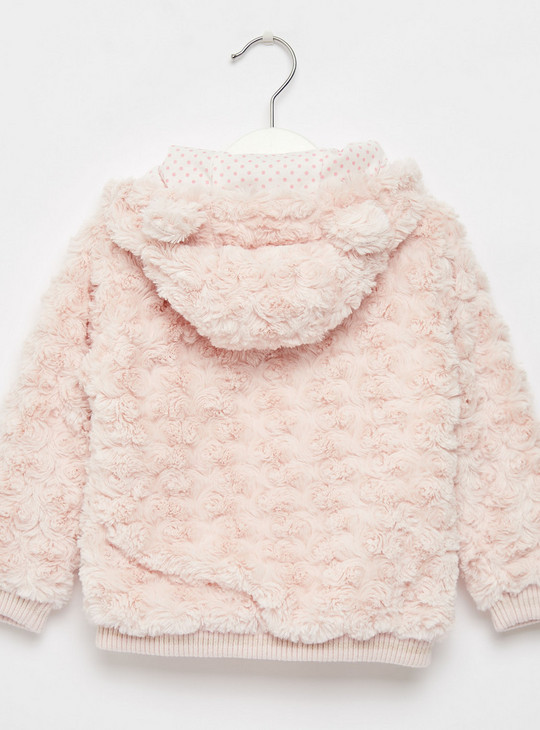 Fur Jacket with Long Sleeves and Pocket Detail