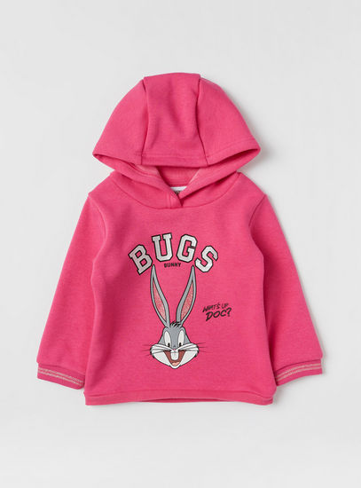Bugs Bunny Print Hooded Sweatshirt and Jog Pants Set