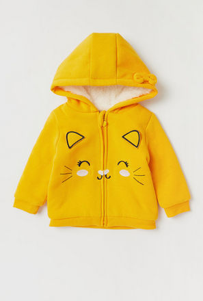 Kitty Embroidered Hooded Jacket with Long Sleeves and Zip Closure