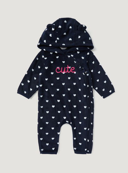 All-Over Printed Pram Suit with Long Sleeves and Hood