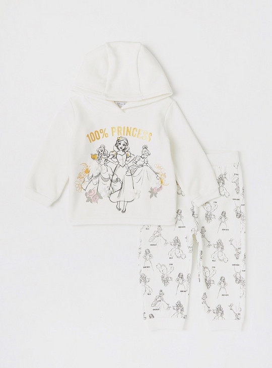 Disney Princess Print Fur Lined Hoodie and Full Length Jog Pants Set
