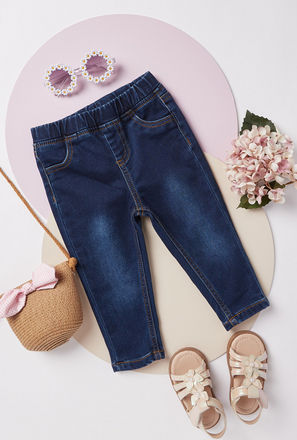 Comfort Fit Full Length Jeans with Elasticated Waistband and Pockets-mxkids-babygirlzerototwoyrs-clothing-bottoms-jeans-2