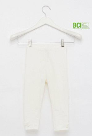 Plain BCI Cotton Leggings with Elasticised Waistband and Bow Accent