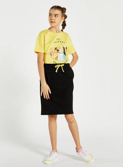 Princess Print Short Sleeve T-shirt and Skirt Set