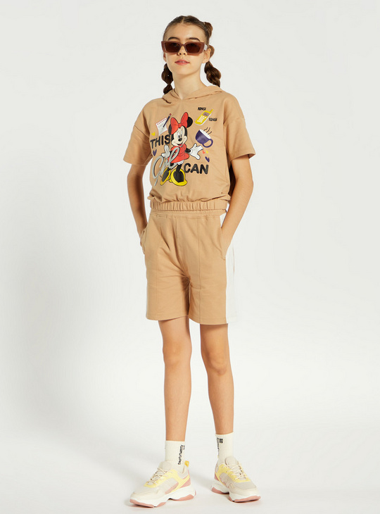 Minnie Mouse Print Sweatshirt and Shorts Set