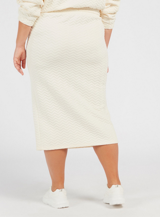 Quilted Midi Length Skirt with Elasticated Drawstring Closure