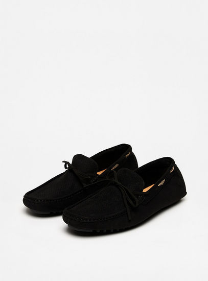 Plain Slip-On Moccasin Shoes with Bow Trim-Casual Shoes-image-1