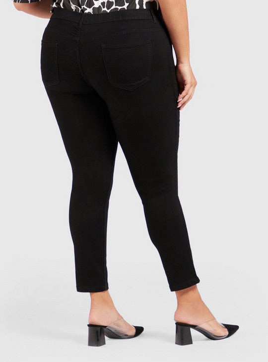 Full Length Skinny Fit Mid-Rise Jeggings with Elasticised Waistband