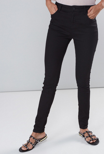 Full Length Skinny Fit High-Rise BCI Cotton Jeans with Pocket Detail