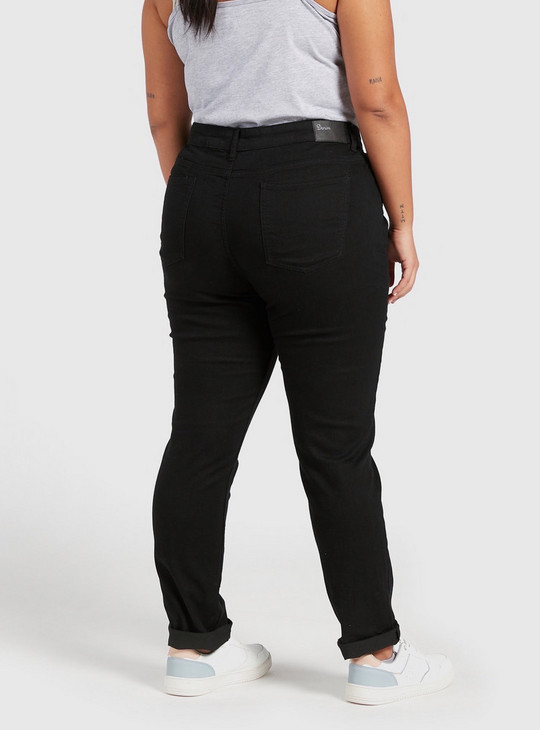 Skinny Fit High-Rise Full Length Jeans with Pocket Detail