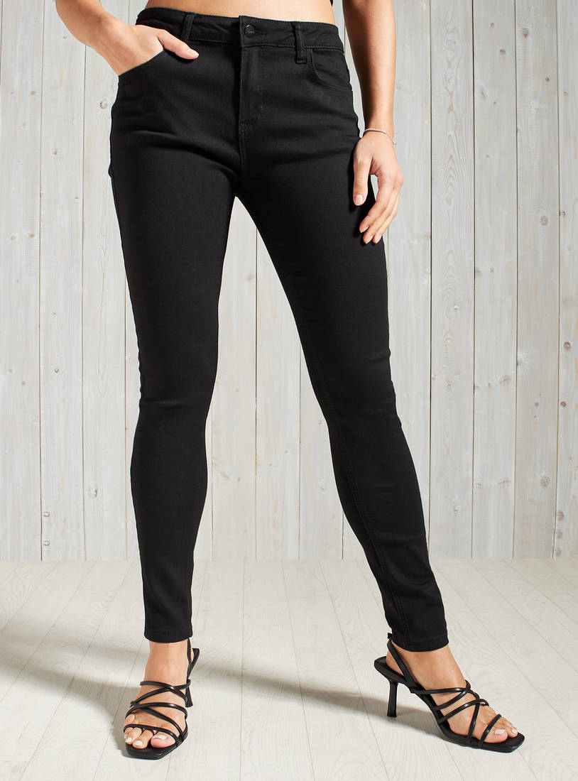 Full Length Skinny Fit Mid-Rise BCI Cotton Jeans with Pockets-Skinny-image-0