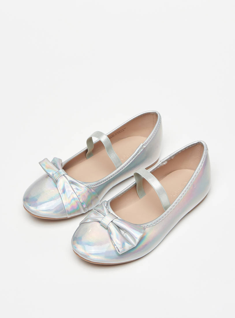 Bow Accent Slip-On Ballerina Shoes with Elastic Strap-Ballerinas-image-1