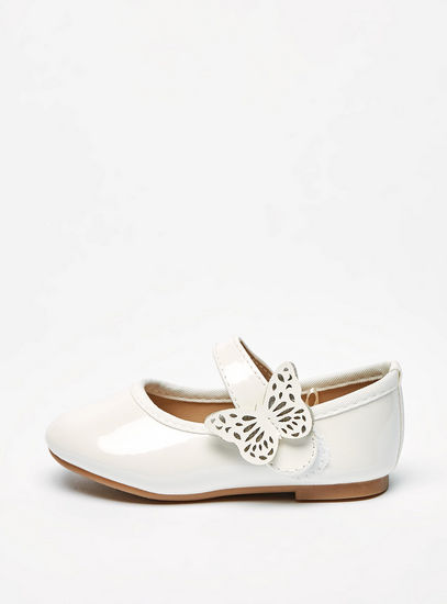 Butterfly Accented Mary Jane Shoes with Hook and Loop Closure