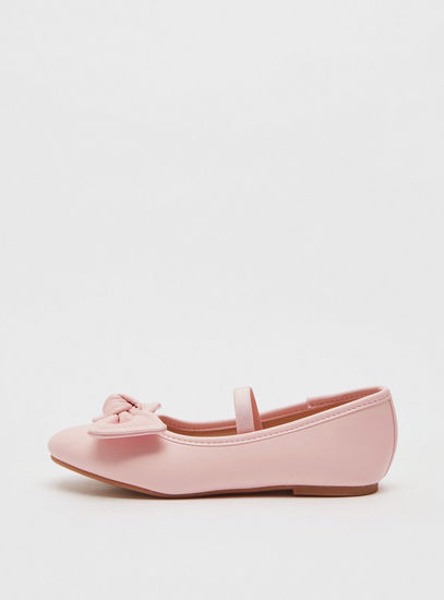 Solid Ballerinas with Bow Applique and Elasticised Strap