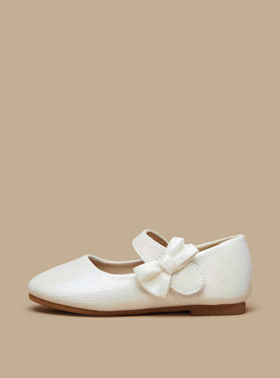 Bow Applique Ballerina Shoes with Hook and Loop Closure