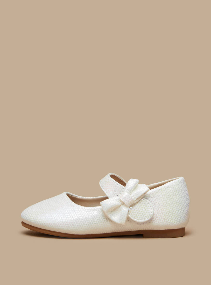 Bow Applique Ballerina Shoes with Hook and Loop Closure-Ballerinas-image-0