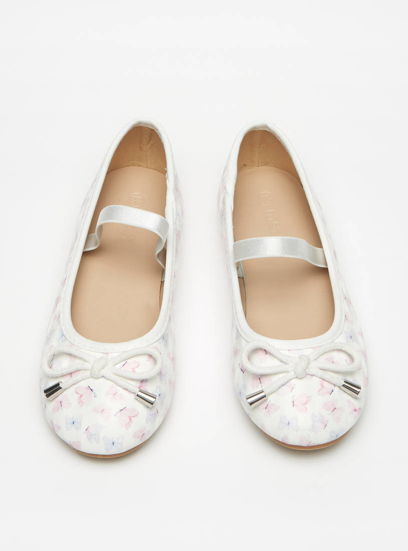 حذاء باليرينا بطبعات فراشة وفيونكة-الأحذية الباليرينا-image-1