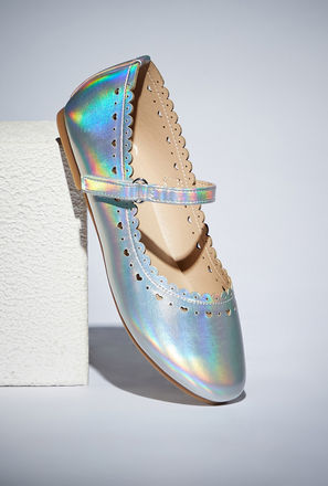 Holographic Cutwork Detail Ballerina Shoes with Hook and Loop Closure-mxkids-girlstwotoeightyrs-shoes-ballerinas-1