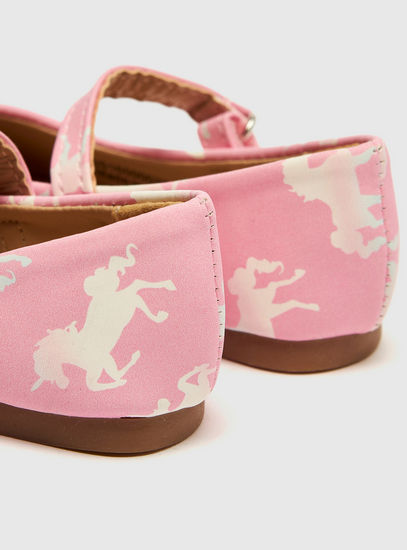 Unicorn Print Mary Jane Shoes with Hook and Loop Closure