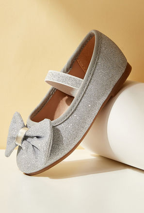Bow Embellished Slip-On Ballerina Shoes with Elasticised Strap-mxkids-babygirlzerototwoyrs-shoes-ballerinas-3