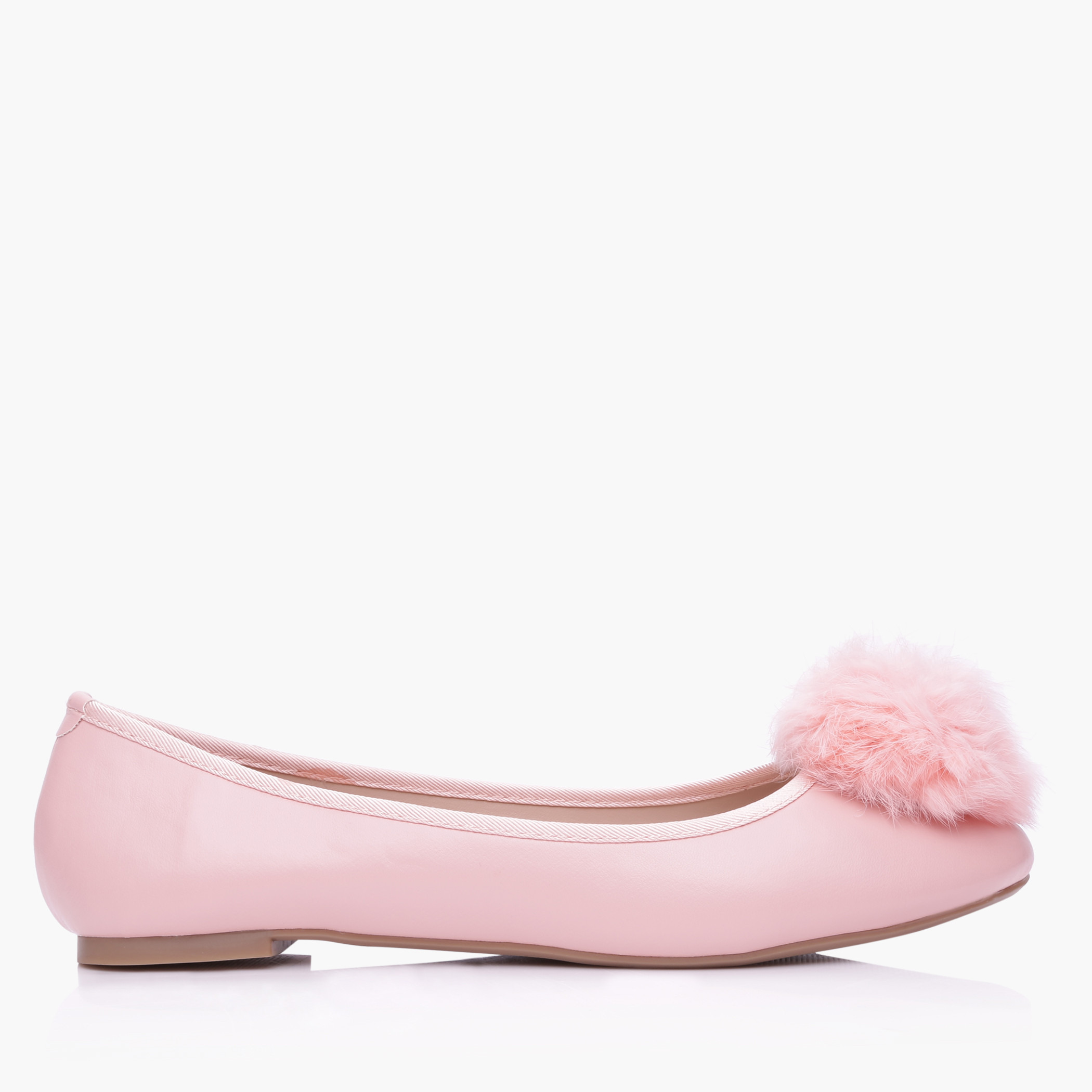 Flat shoes with pom on sale poms