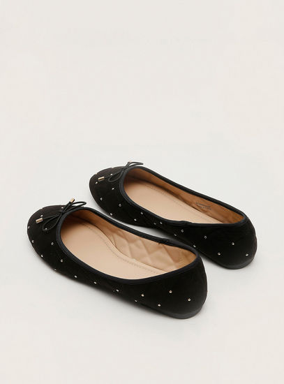 Embellished Ballerinas with Bow Applique Detail