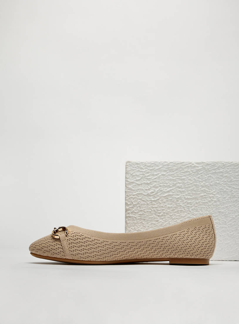 Embellished Slip-On Round Toe Ballerina Shoes-Ballerinas-image-1
