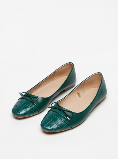 حذاء بالرينا سهل الارتداء بقدمة مستديرة وزينة فيونكة-الأحذية الباليرينا-image-1