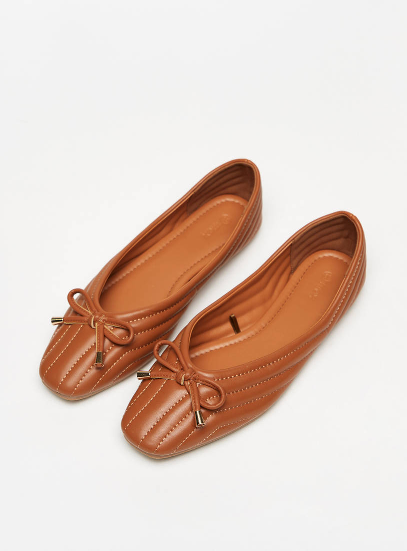 حذاء باليرينا سهل الارتداء بزخارف فيونكات مبطنة-الأحذية الباليرينا-image-1