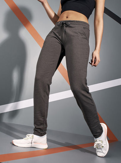 Solid Anti-Pilling Full Length Track Pants with Drawstring Closure