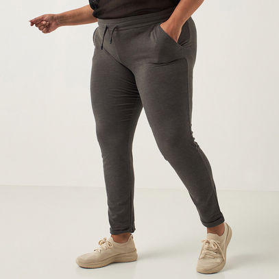 Solid Full Length Track Pants with Drawstring Closure