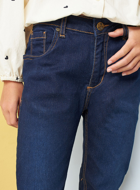 Solid Jeans with Pocket Detail and Belt Loops