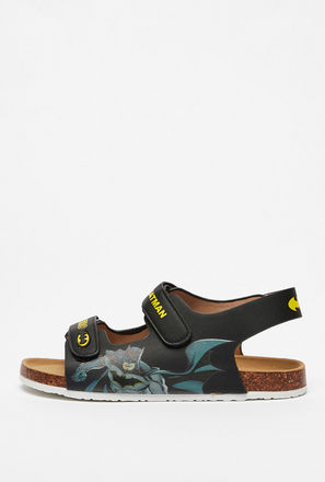 Batman Print Sandals with Hook and Loop Closure-mxkids-boyseighttosixteenyrs-shoes-sandals-1