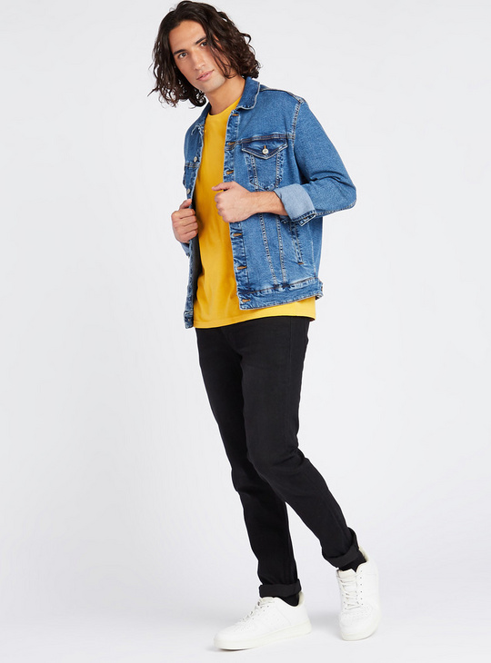 Skinny Fit Full Length Mid-Rise Jeans with 5-Pockets
